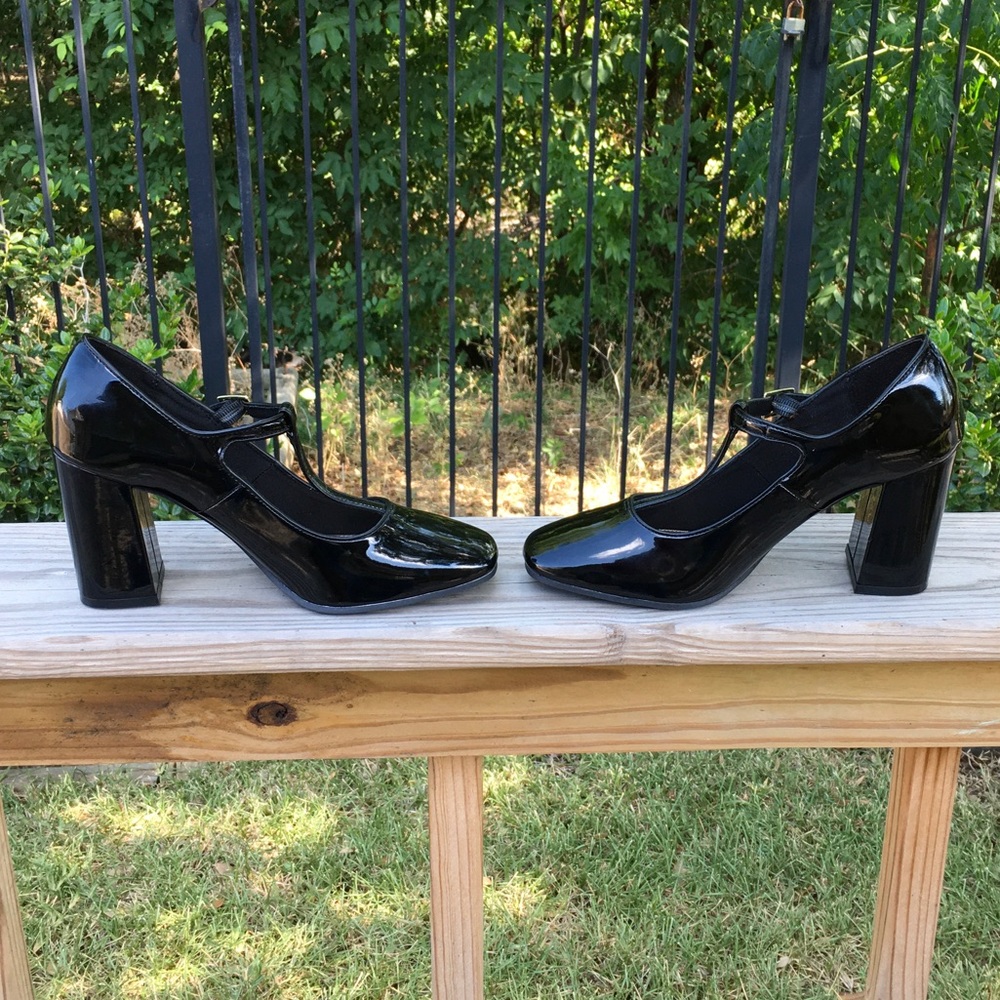 Fioni Black Strap Block Heels